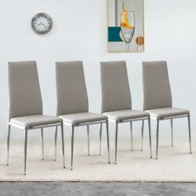 4-piece set of checkered armless high back dining chairs, office chairs. Suitable for restaurants, living rooms, kitchens