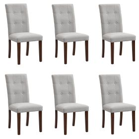 Linen Tufted Dining Room Chairs Set of 6