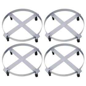 4Pcs Drum Dolly for 55 Gallon Drums,Barrel Dolly with 4 Swivel Caster Wheels,Heavy Duty Steel Frame Drum Cart with Brake for Workshops, Factories, War