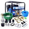 Semi Trash Pump 3 inch, 209cc 7HP 4 stroke OHV ENGINE, Gas Powered Full Trash Water Pump with Handle and Wheels, 50 ft Discharge Hose, 12 ft Suction H