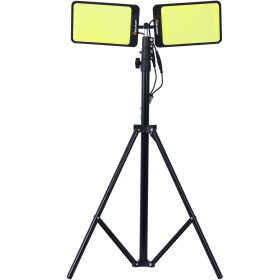 LED Work Light with Stand, 11200 Lumen Dual-Head Tripod Lights Construction, Outdoor Construction Light Stand Portable stand work light with Remote, W