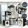 Modern Cat Tree 6 Levels Wooden Cat Tower with Sisal Scratching Posts, Roomy Condo, Spacious Perch, Super Large Hammock and Swing Tunnel for Indoor Ca