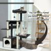 Modern Cat Tree 6 Levels Wooden Cat Tower with Sisal Scratching Posts, Roomy Condo, Spacious Perch, Super Large Hammock and Swing Tunnel for Indoor Ca