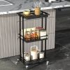 3 Tier Bar Cart for Home, Mobile Bar Serving Cart, Wine Cart on Wheels, Industrial Style Wine Cart for Kitchen, Beverage Cart with Wine Rack and Glass