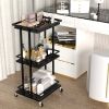3 Tier Bar Cart for Home, Mobile Bar Serving Cart, Wine Cart on Wheels, Industrial Style Wine Cart for Kitchen, Beverage Cart with Wine Rack and Glass
