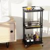 3 Tier Bar Cart for Home, Mobile Bar Serving Cart, Wine Cart on Wheels, Industrial Style Wine Cart for Kitchen, Beverage Cart with Wine Rack and Glass