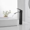 Waterfall Single Hole Single Handle Bathroom Vessel Sink Faucet With Pop-up Drain Assembly in Matte Black