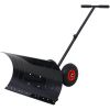 Snow Shovel with Wheels, Snow Pusher, Cushioned Adjustable Angle Handle Snow Removal Tool, 29" Blade, 10" Wheels,black color