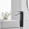 Waterfall Single Hole Single Handle Bathroom Vessel Sink Faucet With Pop-up Drain Assembly in Matte Black