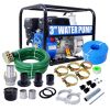 Semi Trash Pump 3 inch, 209cc 7HP 4 stroke OHV ENGINE, Gas Powered Full Trash Water Pump with Handle and Wheels, 50 ft Discharge Hose, 12 ft Suction H