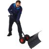 Snow Shovel with Wheels, Snow Pusher, Cushioned Adjustable Angle Handle Snow Removal Tool, 29" Blade, 10" Wheels,black color