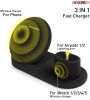 Wireless Charger 3 in 1 10W / 15W Qi Fast Charging Pad Dock Station Travel Chargers for Multiple Devices for iPhones, Android, Galaxy S- Series, Watch