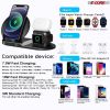 Wireless Charger 3 in 1 10W / 15W Qi Fast Charging Pad Dock Station Travel Chargers for Multiple Devices for iPhones, Android, Galaxy S- Series, Watch