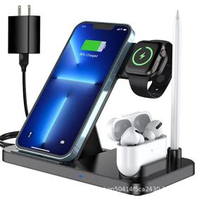 Popular folding 4-in-1 multi-function mobile phone wireless charger for Apple 12/13/15W wireless fast charging (colour: white)