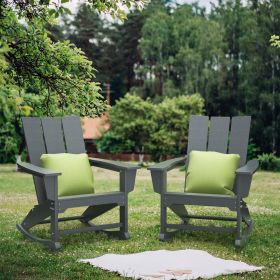 Rocking Adirondack Chairs Patio Rocker All-Weather Resistant, HDPE Plastic Resin Outdoor Lounge Furniture,Lawn Chairs for Campfire, Fire Pit, Garden (Color: Gray)