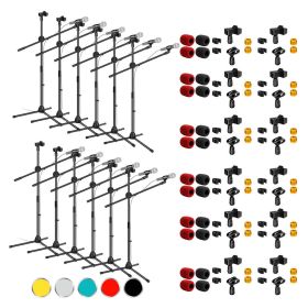 5 Core Tripod Mic Stand Heavy Duty Adjustable Floor Microphone Boom Arm Pedestal Para Microfono - MS DBL (QTY: 12 Pcs Black)