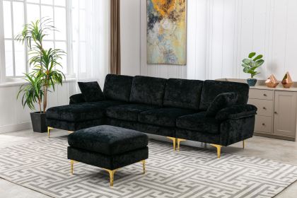 COOLMORE U-shape sectional sofa with Ottoman , Reversible Sofa Couch for Living Room,Spacious Furniture (Color: as Pic)