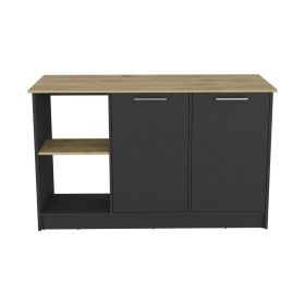 Kitchen Island Padua, Kitchen, Black / Macadamia (Color: as Pic)