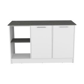 Kitchen Island Padua, Kitchen, White / Onyx (Color: as Pic)