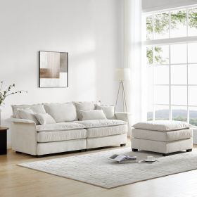 [VIDEO provided][New]95*66"Oversized Luxury Sectional Sofa with Bentwood Armrests,4 seat Upholstered Indoor Furniture with Double Cushions (Color: as Pic)