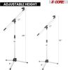5 Core Tripod Mic Stand Heavy Duty Height Adjustable Floor Microphone Boom Arm Pedestal Para Microfono for Singing On Stage Studio - MS 080 WH