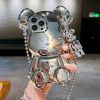 Cute 3D Cartoon Silver Goolden Teddy Bear Shaped Phone Case With Metal Chain Strap Bell Pendant For IPhone 14 Plus 14 Pro 13 Pro Max 13 Pro 13 12 Pro