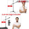5 Core Microphone Stand Boom w Tripod Base Foldable Adjustable Height Up to 86 Inches 360 Degree Rotating W Dual Mic Holder & Golden Mic Screw Singing