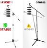 5 Core Tripod Mic Stand Heavy Duty Height Adjustable Floor Microphone Boom Arm Pedestal Para Microfono for Singing On Stage Studio - MS 080 WH